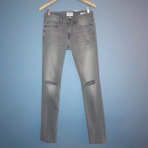 Double Ripped Knee Skinny Jean by Frame Denim